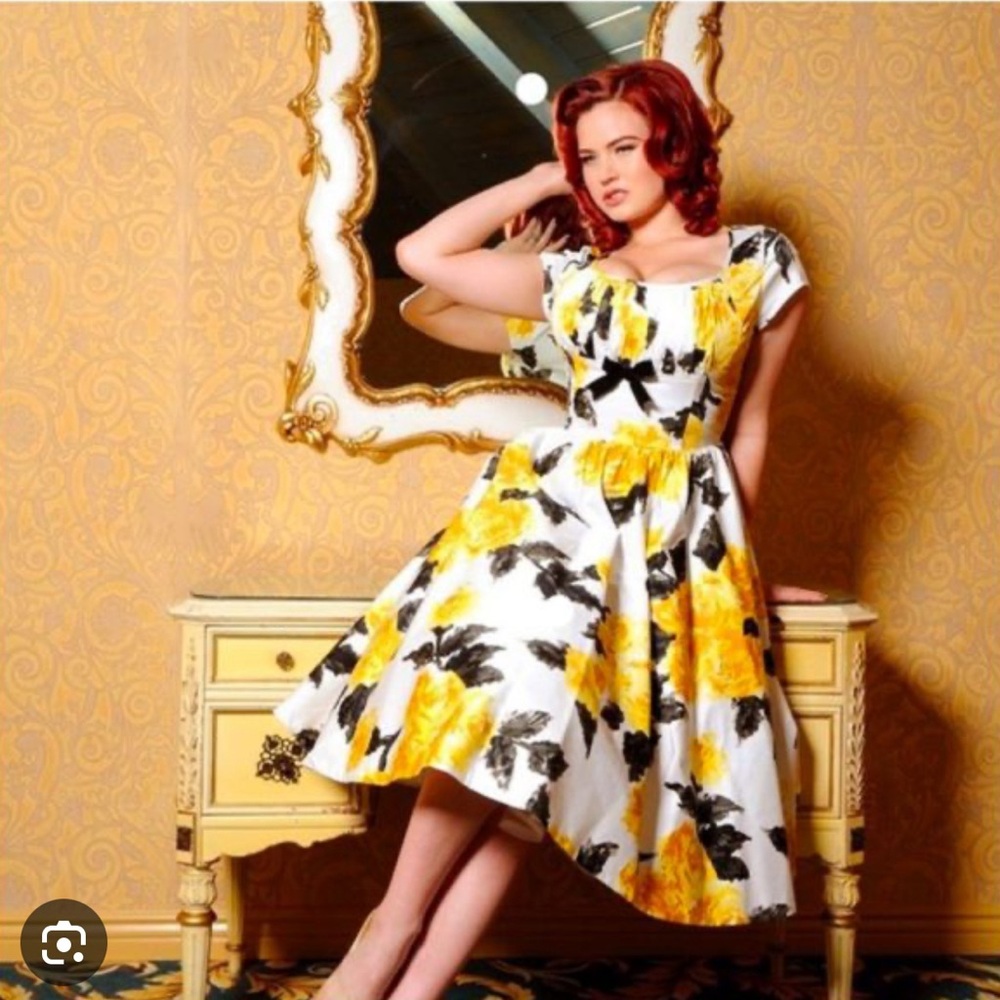 Pinup Culture flower dress xl with bolero Evelyn yellow roses swing dress